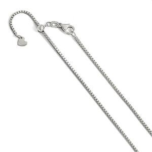 1.2mm 14k White Gold Adjustable Box Chain Necklace, 30 Inch